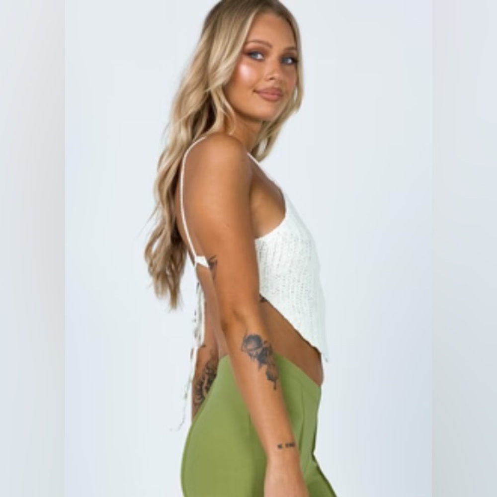 Princess Polly Ivory Knit Halter Crop Top XS - Picture 2 of 7